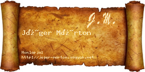 Jéger Márton névjegykártya