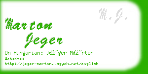 marton jeger business card